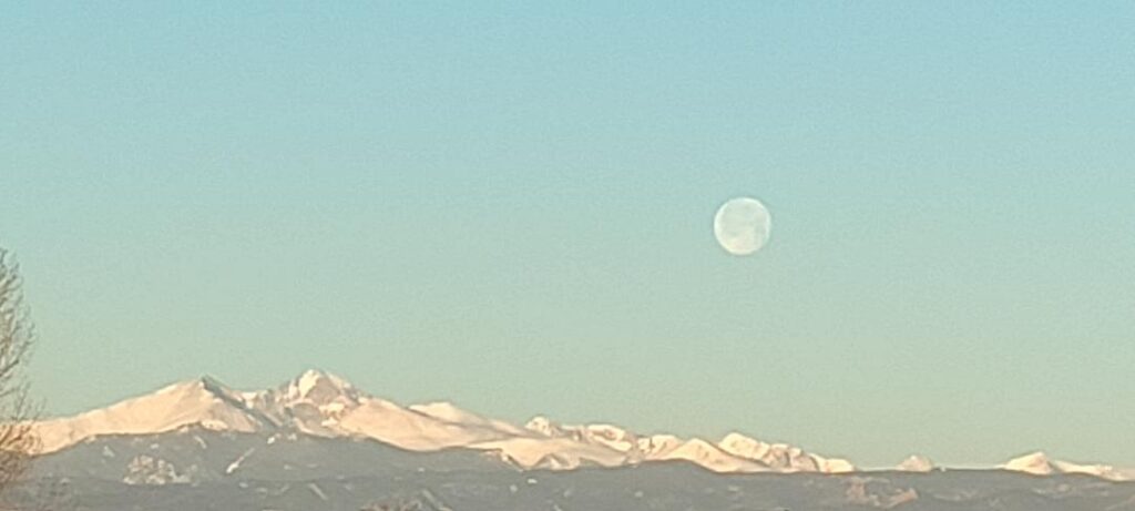 Morning moon over mountains