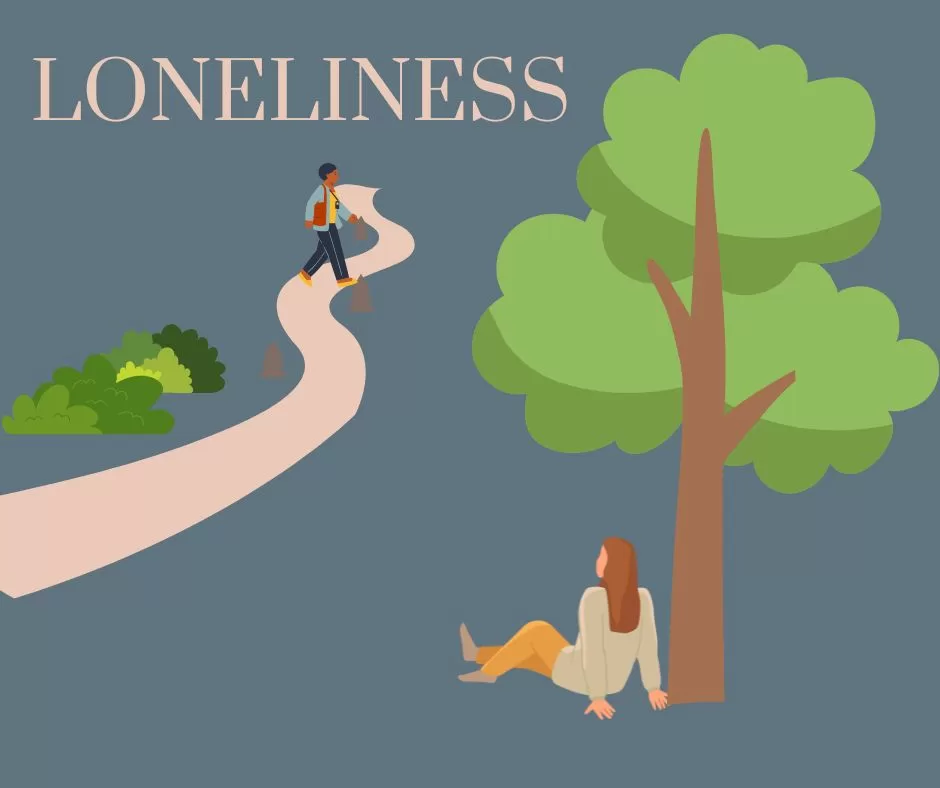 woman sitting under tree is lonely for companion