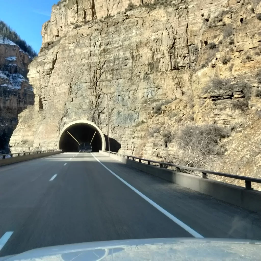tunnel driving I-70 through mountains