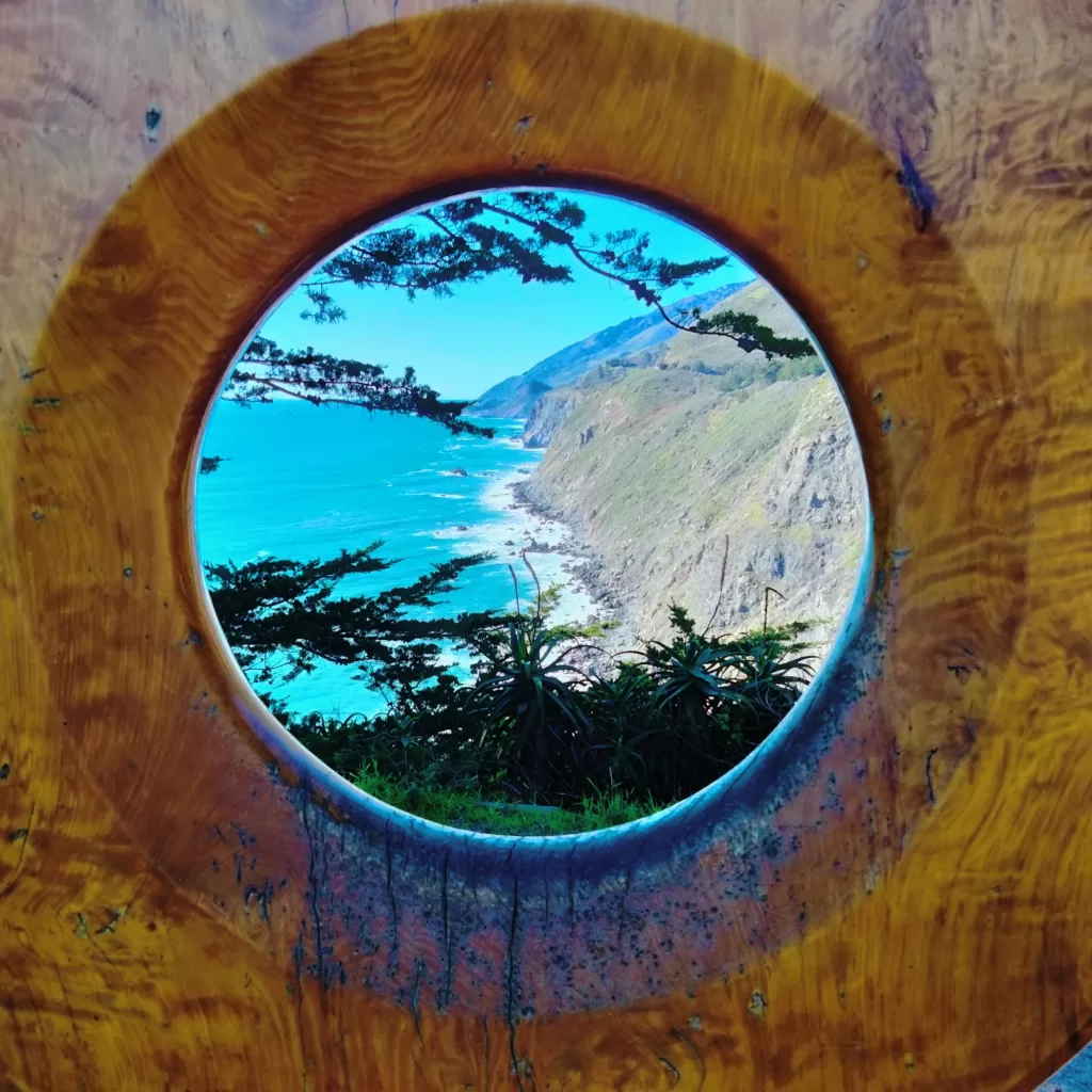 view through wooden ring ragged point big sur