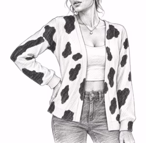 cow print medium cardigan